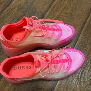 Guess Neon Pink and Coral Sneakers
